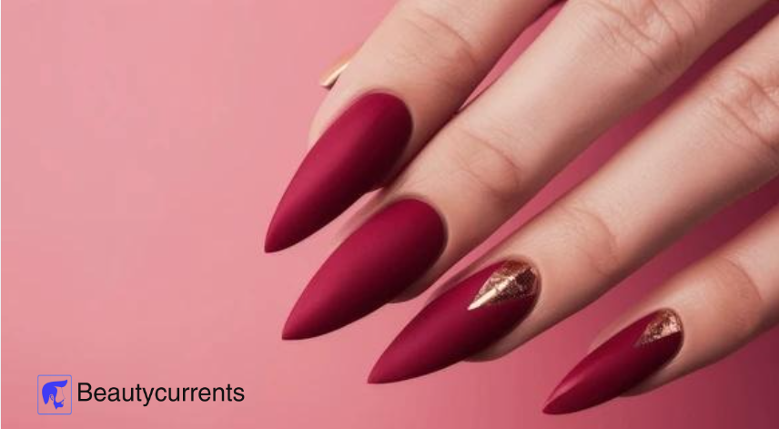 Burgundy and gold with a matte finish