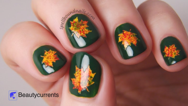 Maple leaf design with red, orange, and yellow